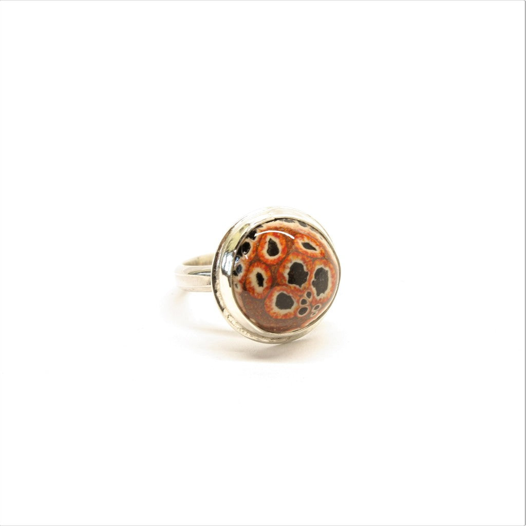 Black-Orange-Round-Enamel-Ring