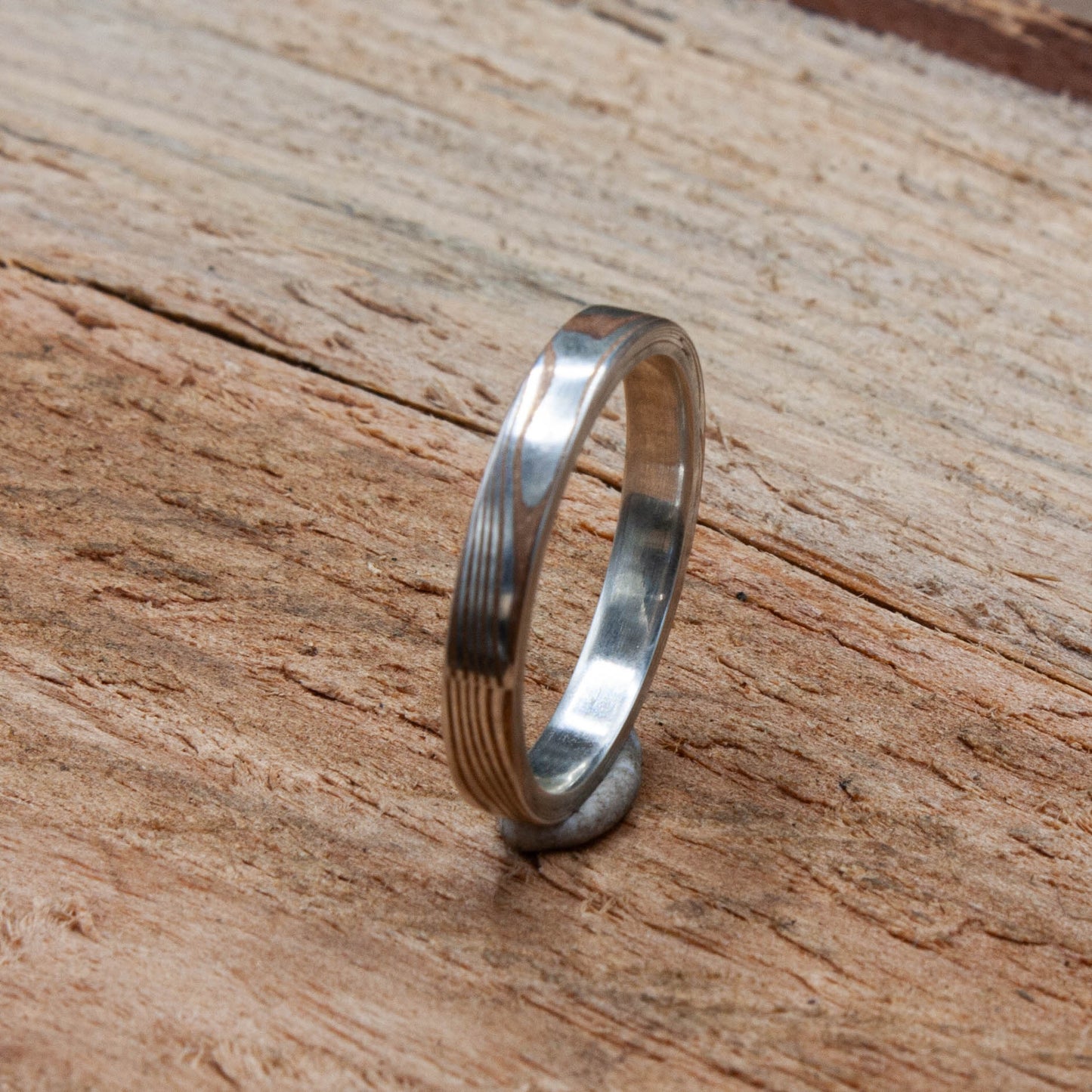 Flat band Mokume ring