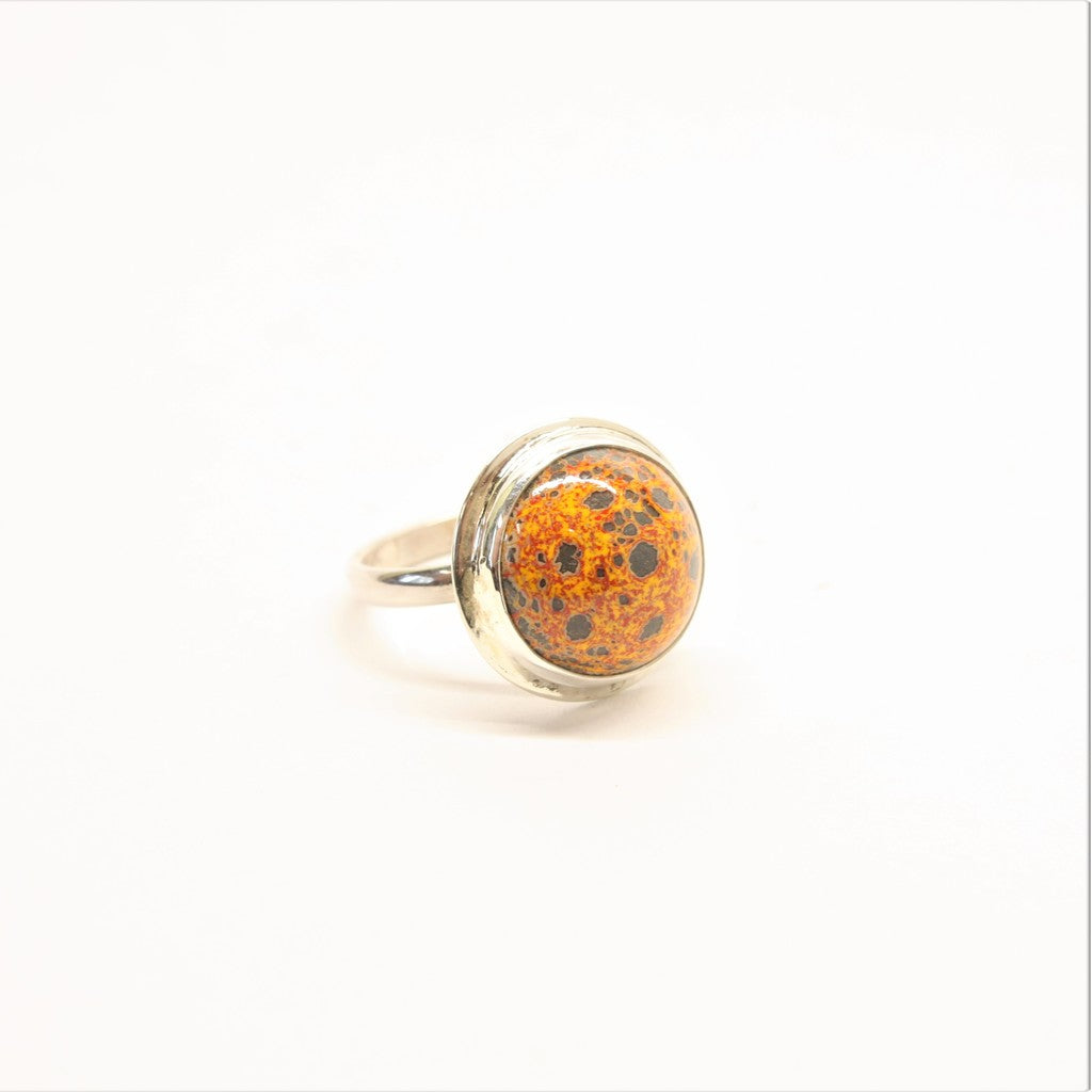 Gray-Orange-Round-Enamel-Ring