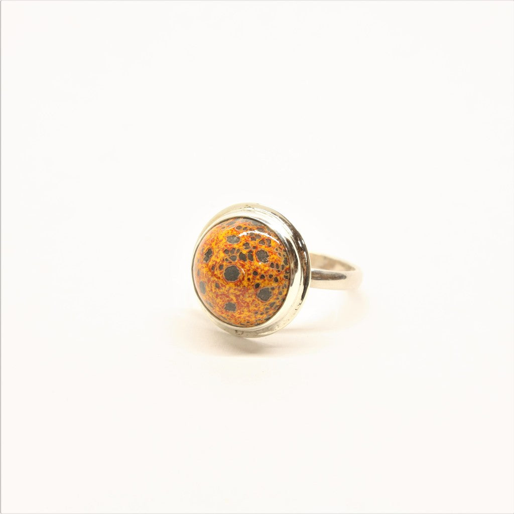 Gray-Orange-Round-Enamel-Ring