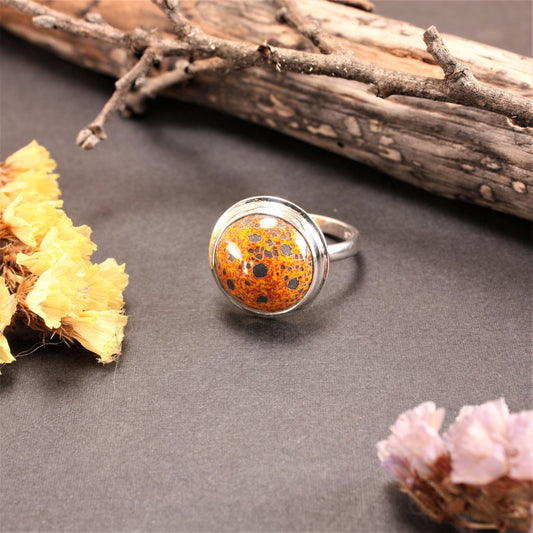 Gray-Orange-Round-Enamel-Ring
