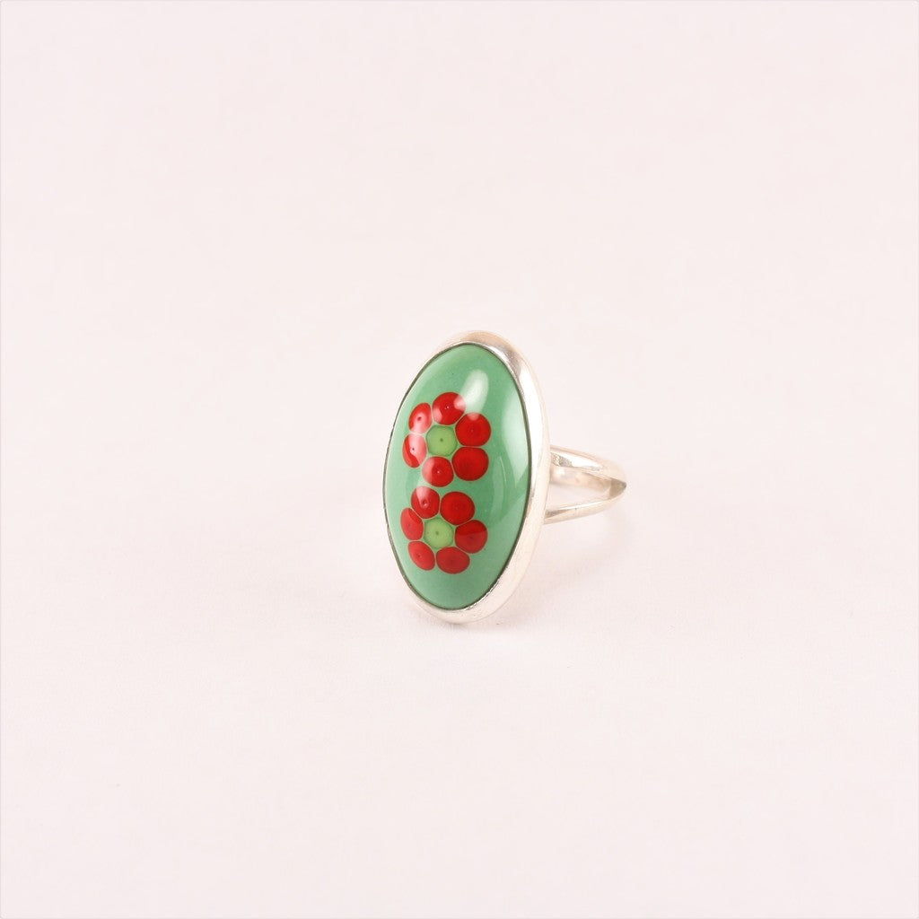 Green-flower-Oval-Ring
