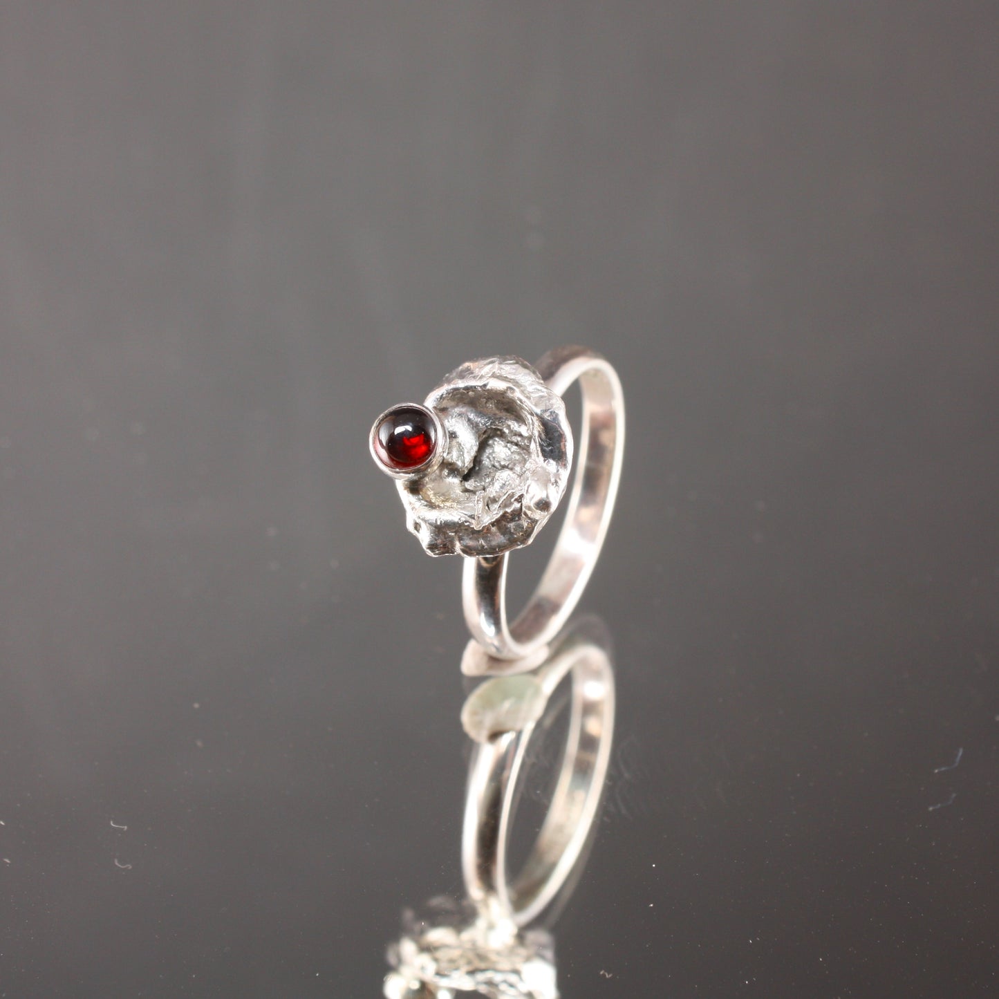Water Cast Ring with Garnet