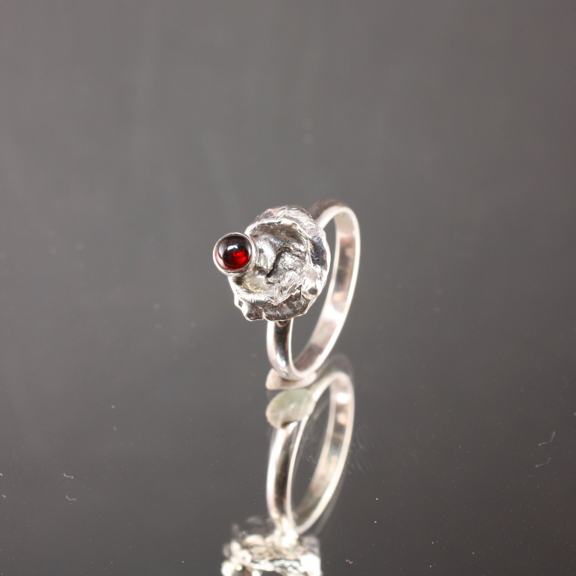 Water Cast Ring with Garnet