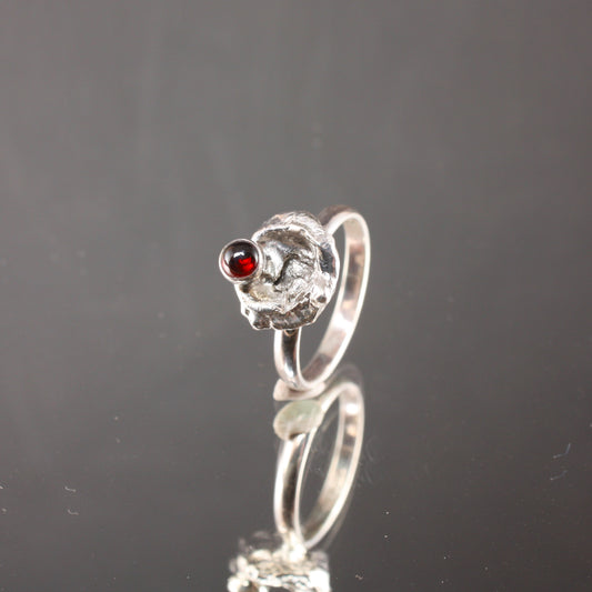 Water Cast Ring with Garnet