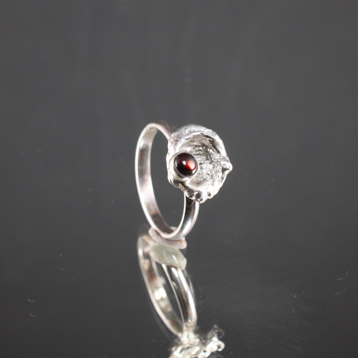 Water Cast Ring with Garnet