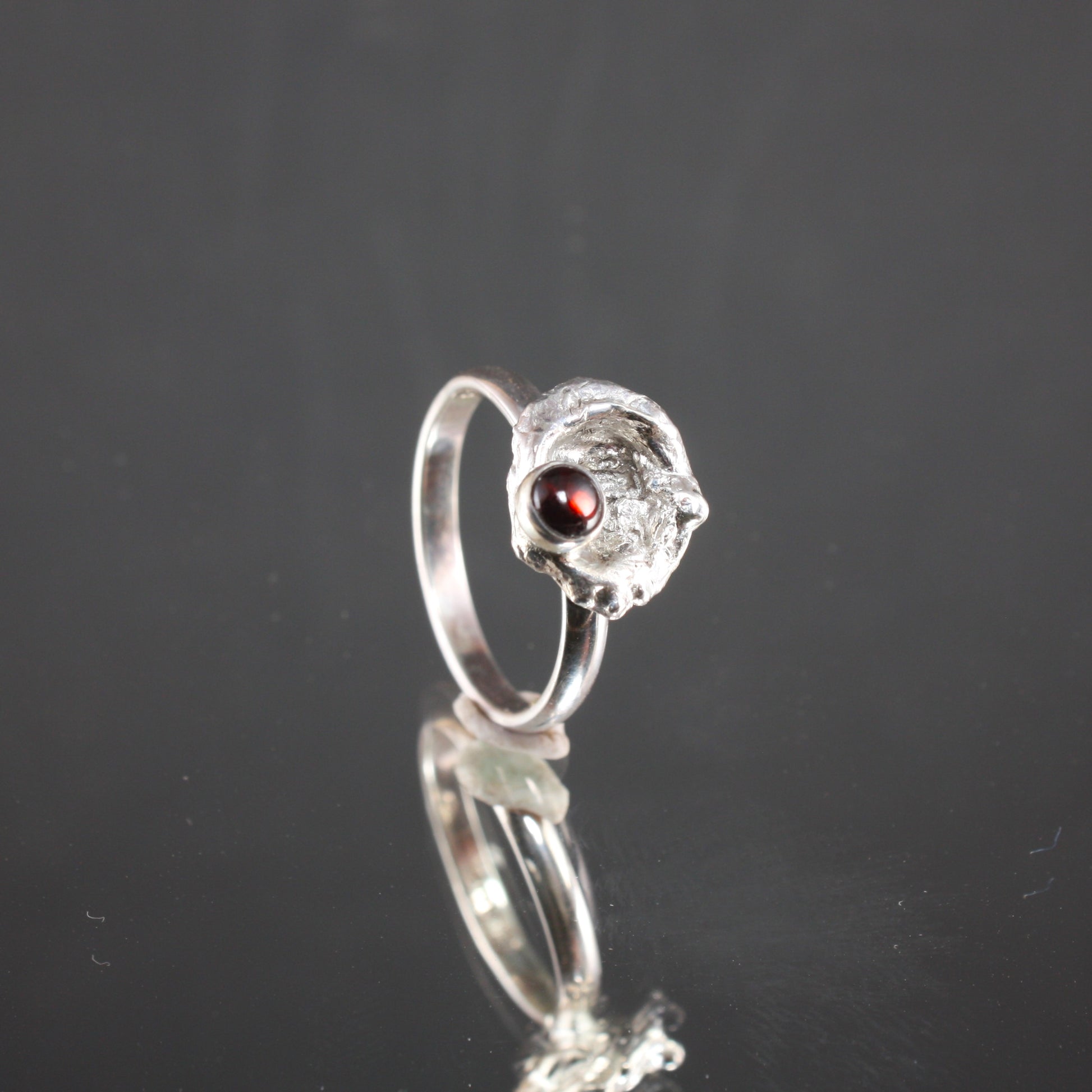 Water Cast Ring with Garnet