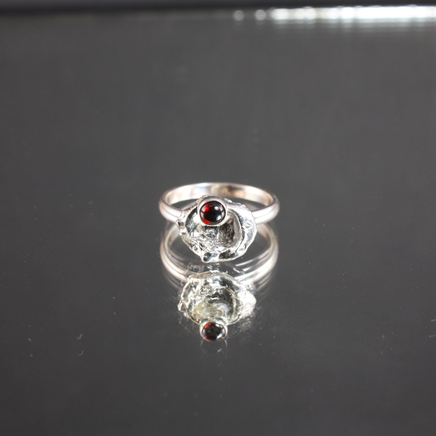 Water Cast Ring with Garnet