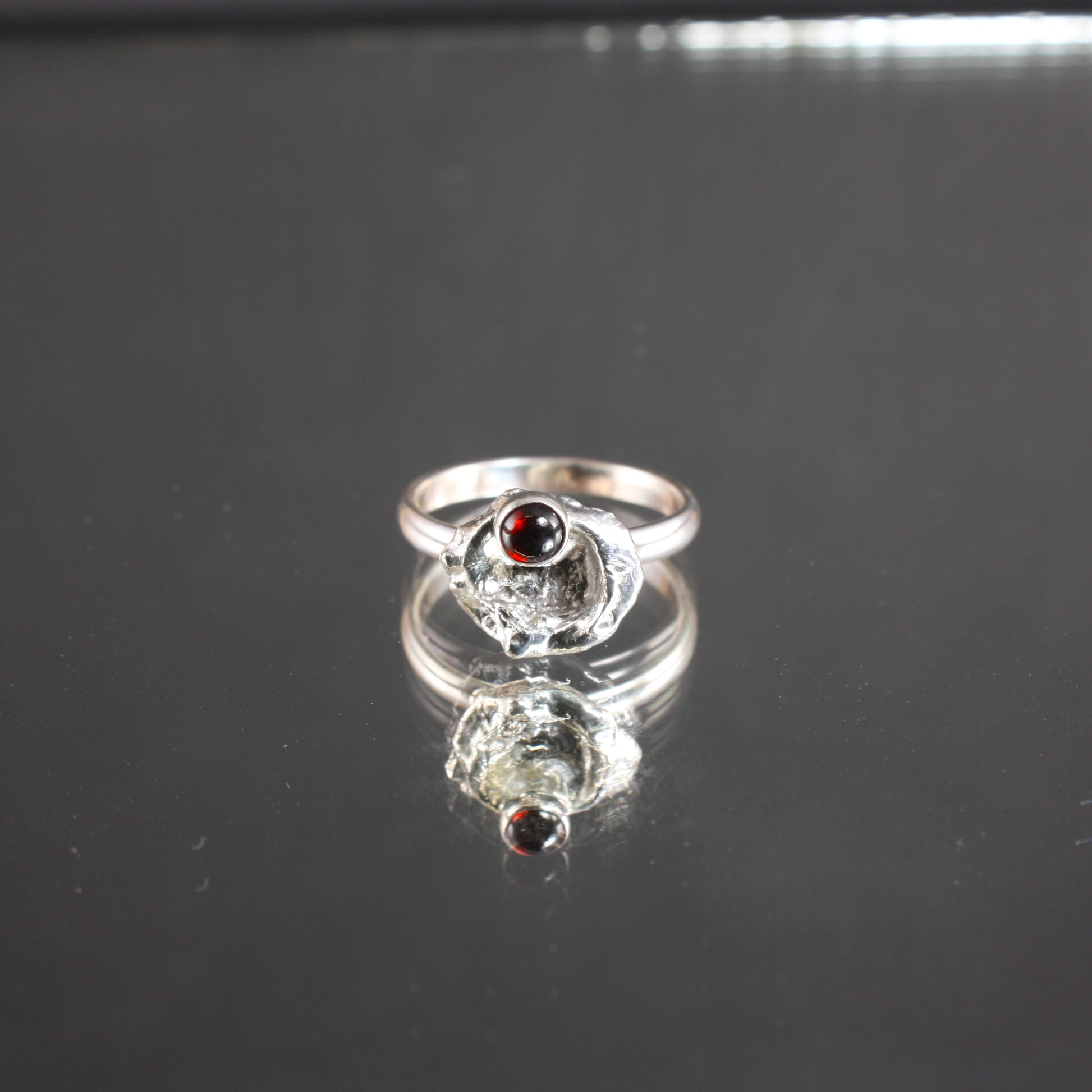 Water Cast Ring with Garnet