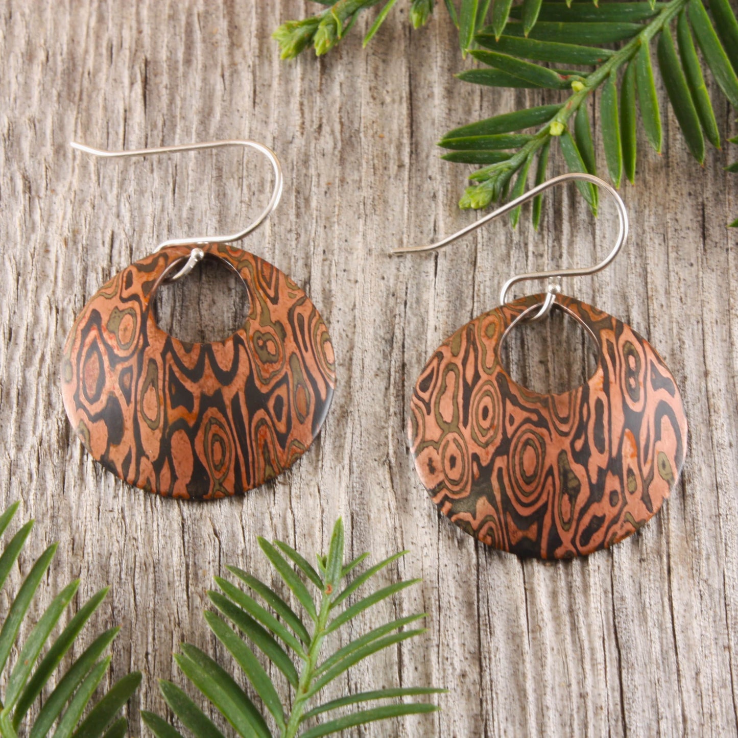 Bronze and Nickel Silver Mokume Earrings