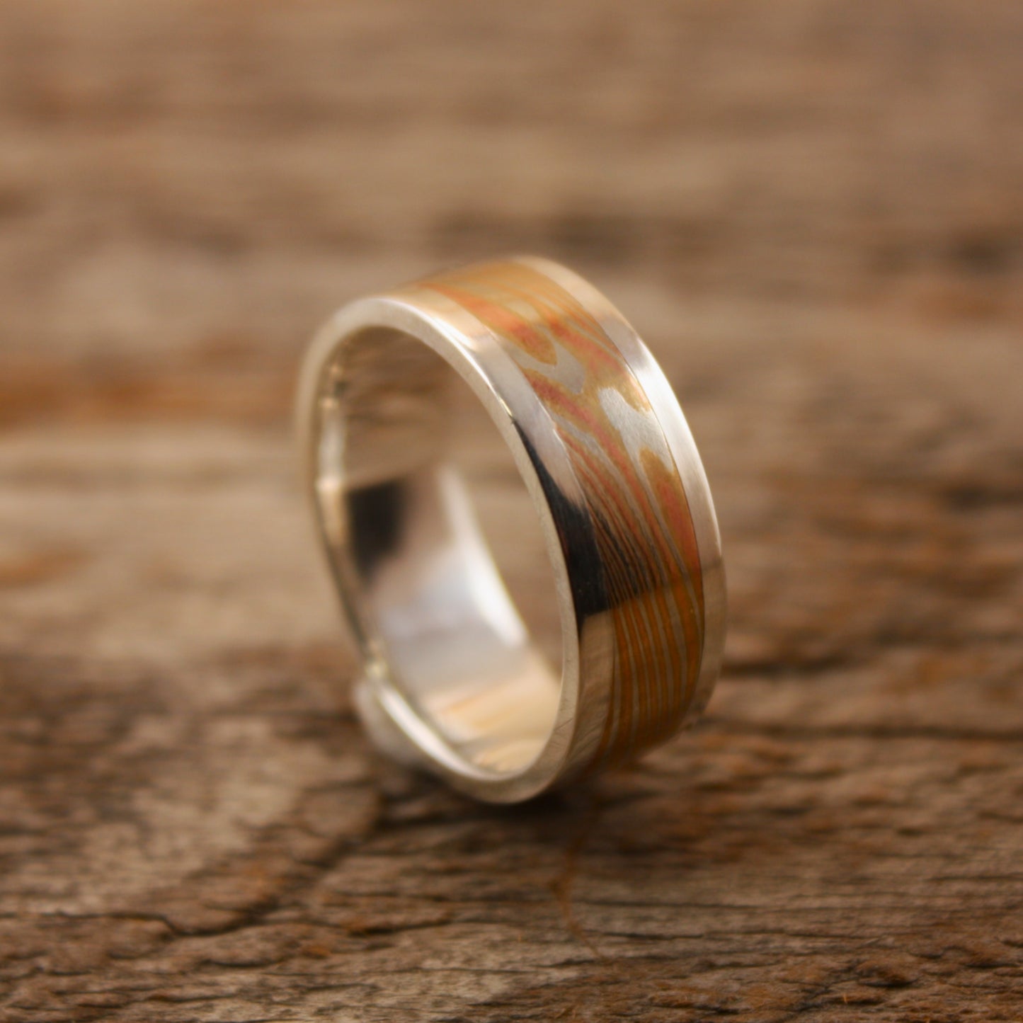 Woodgrain Mokume Gane Ring.