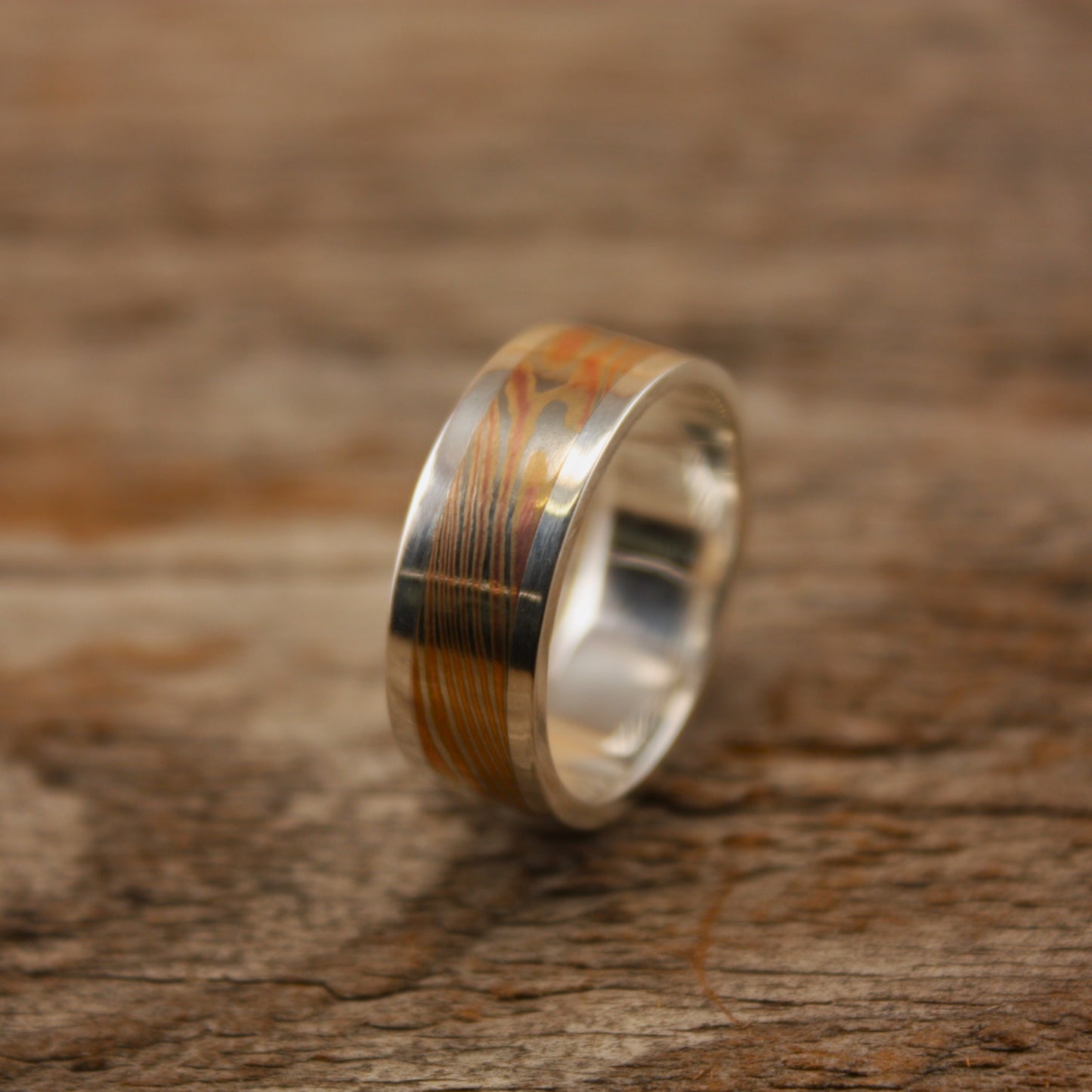 Woodgrain Mokume gane Ring