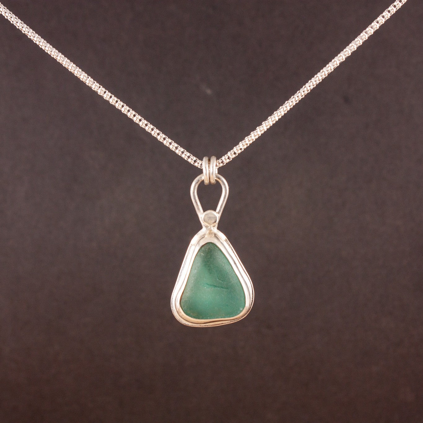 aqua sea glass necklace.