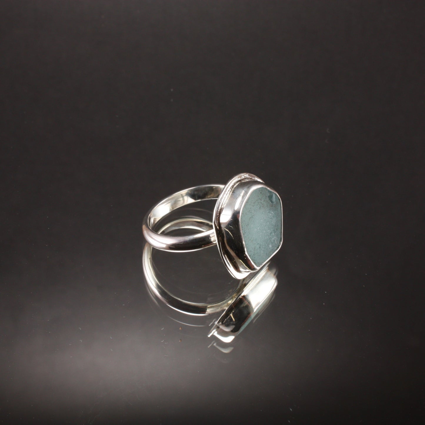 aqua sea glass ring...
