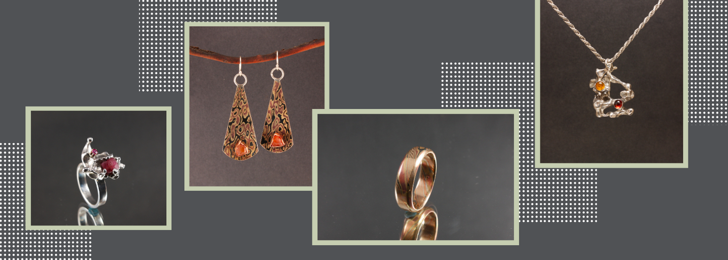 Mokume Ring with Garnet