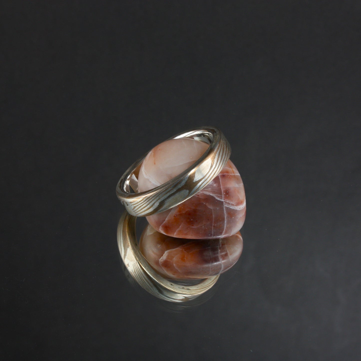 bronze and silver mokume ring..