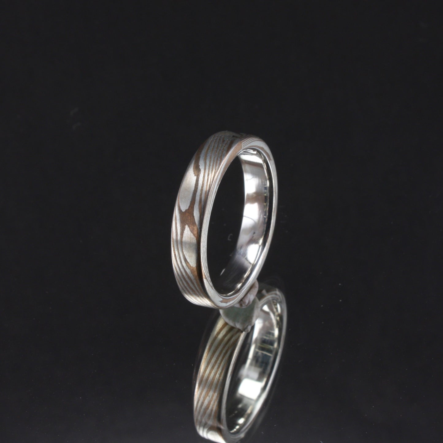 bronze and silver mokume ring
