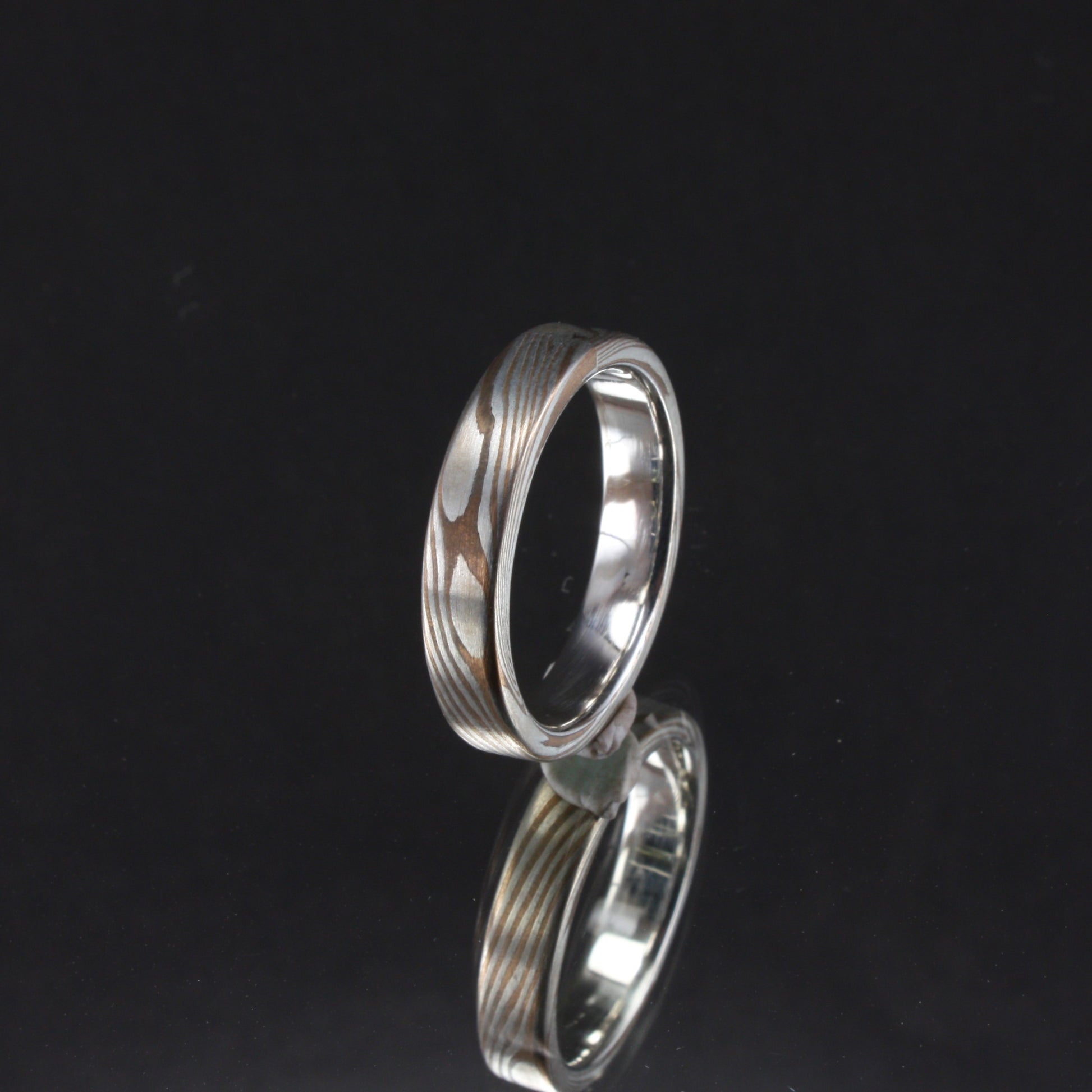 bronze and silver mokume ring