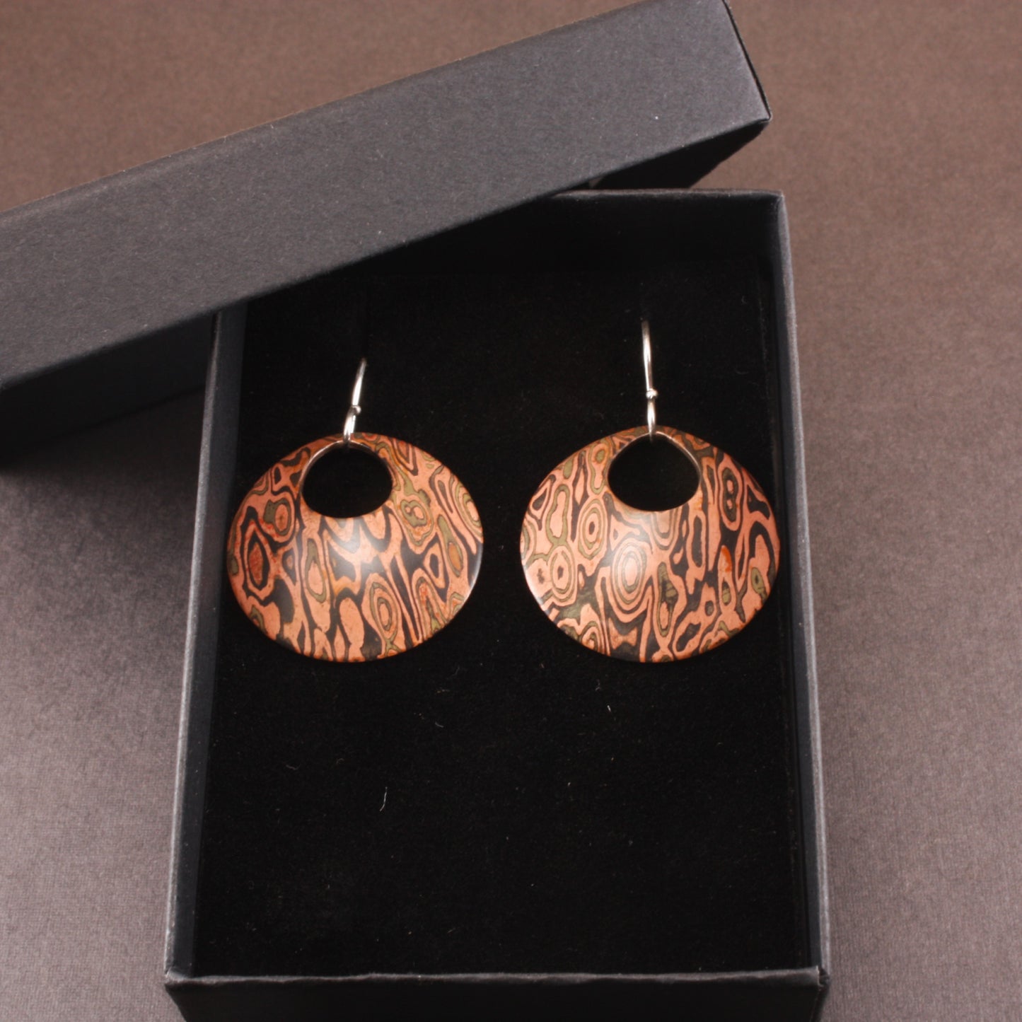 bronze and nickel silver mokume earrings