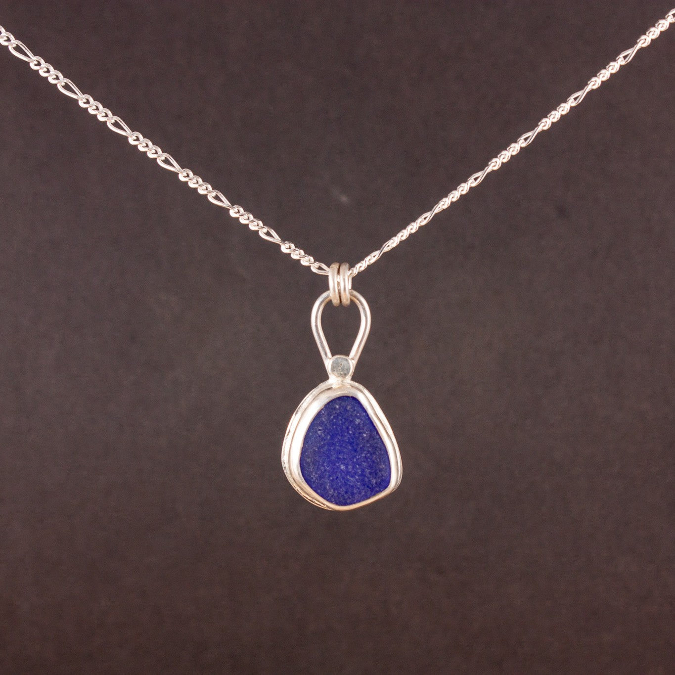 cobalt blue sea glass necklace..