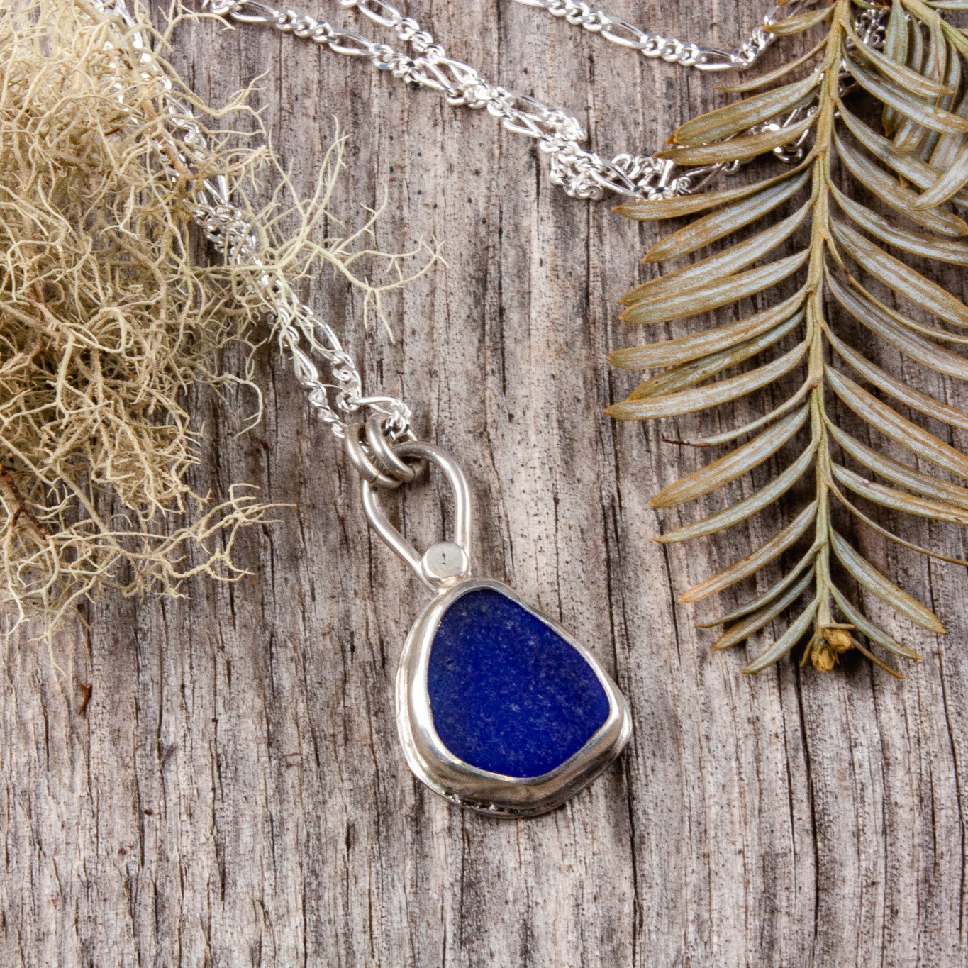 cobalt blue sea glass necklace