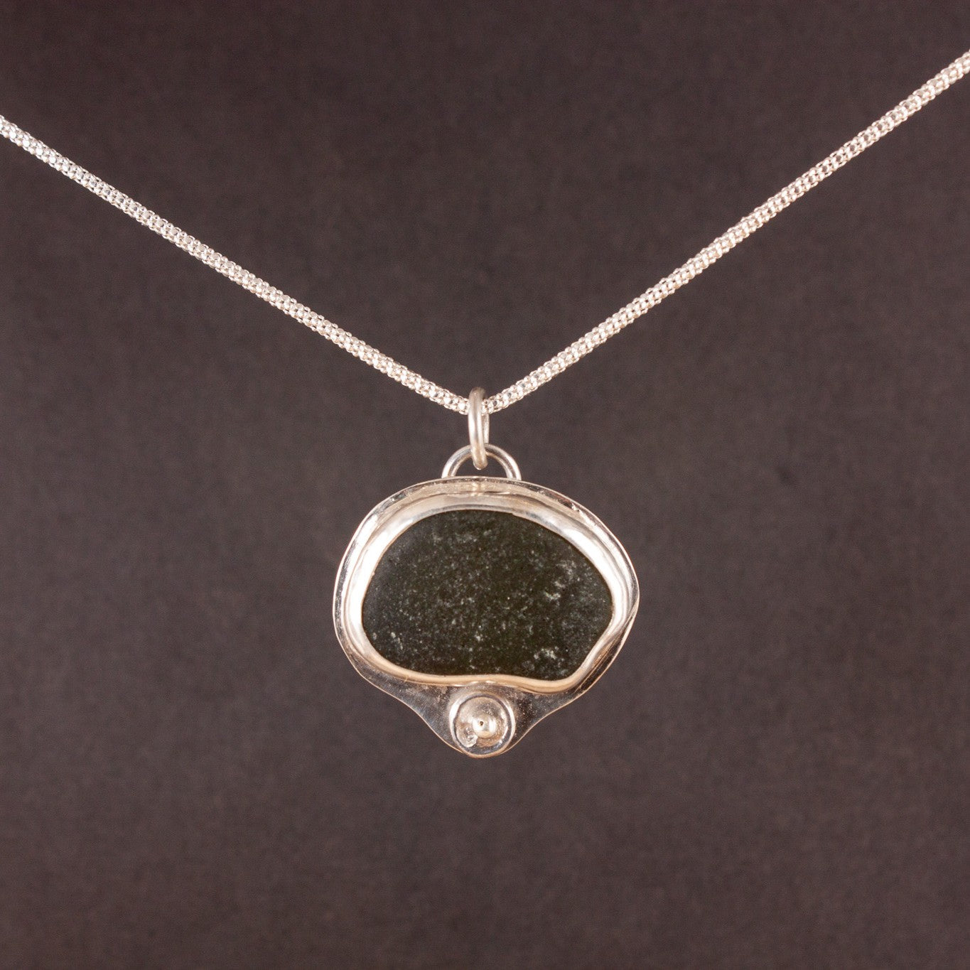 dark green sea glass necklace..