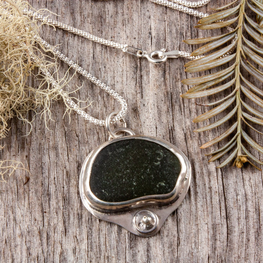dark green sea glass necklace