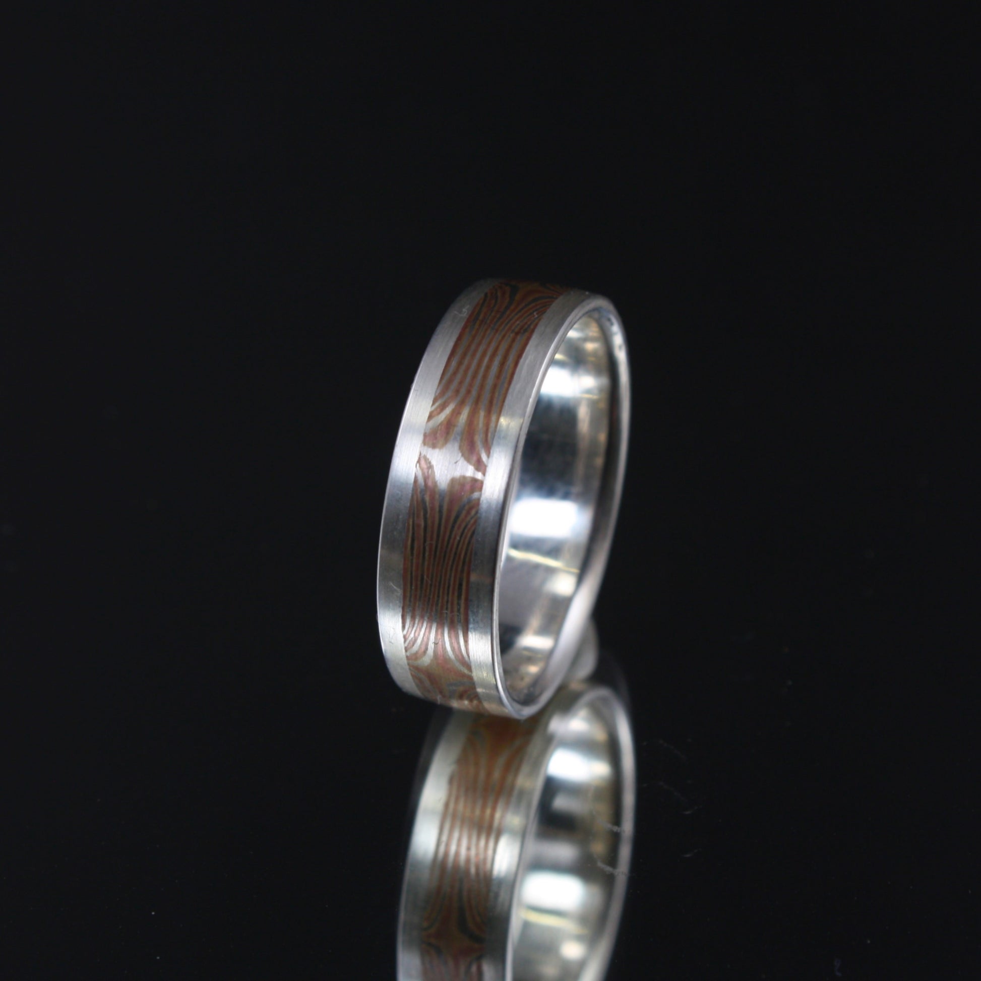 diamond patterned mokume ring