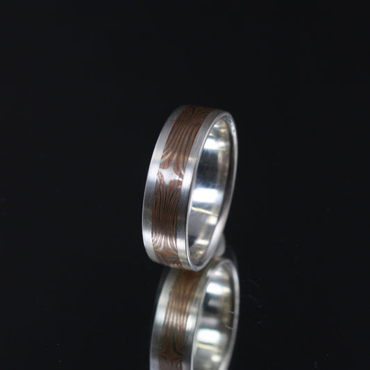 diamond patterned mokume ring