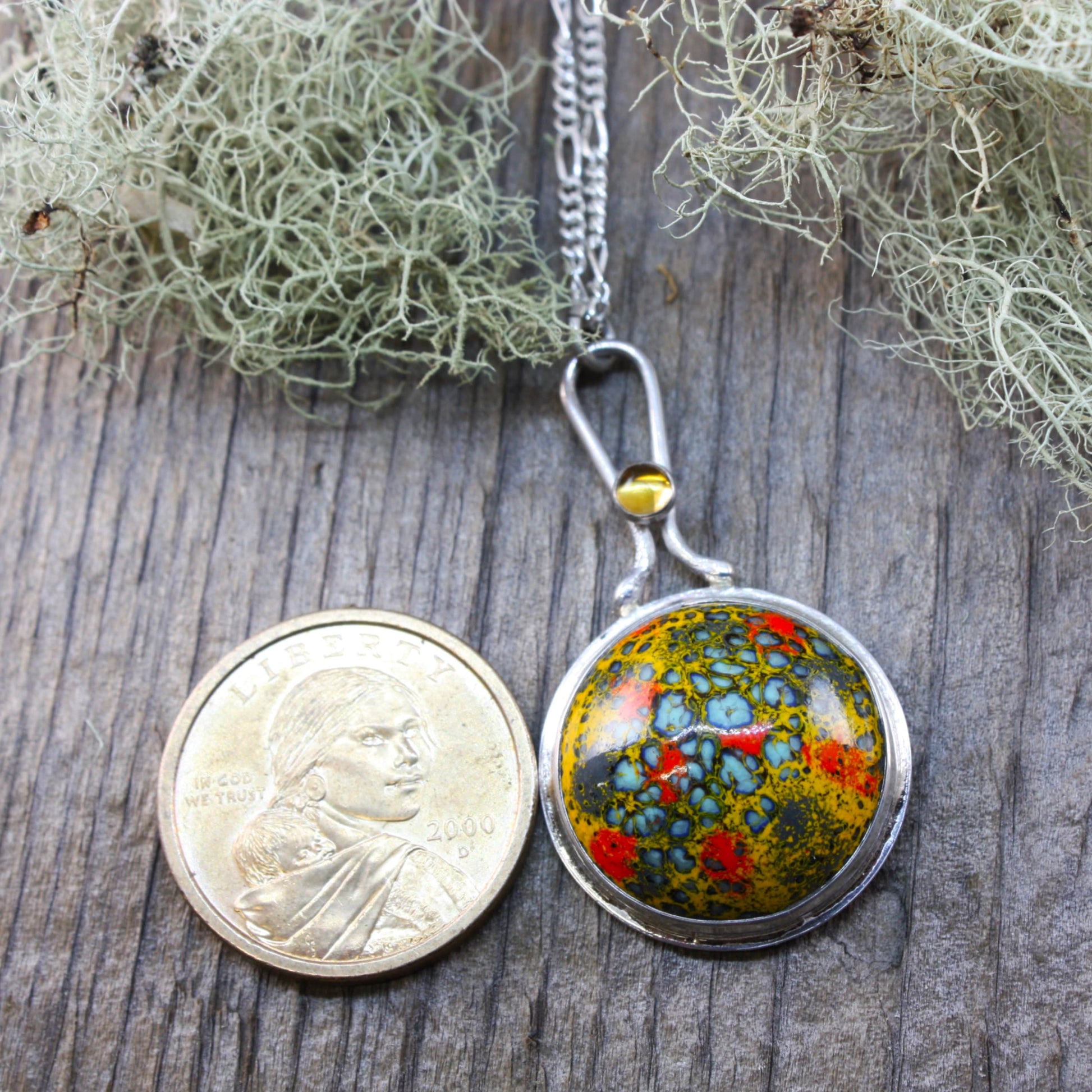 enamel pendant with citrine...
