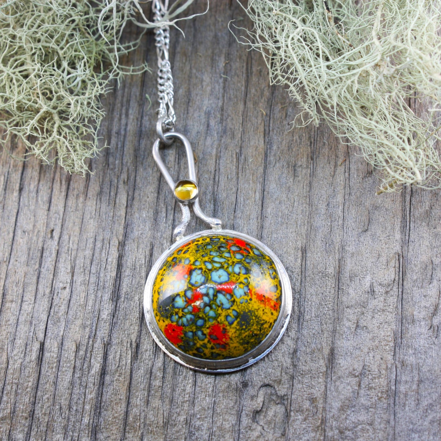 enamel pendant with citrine.