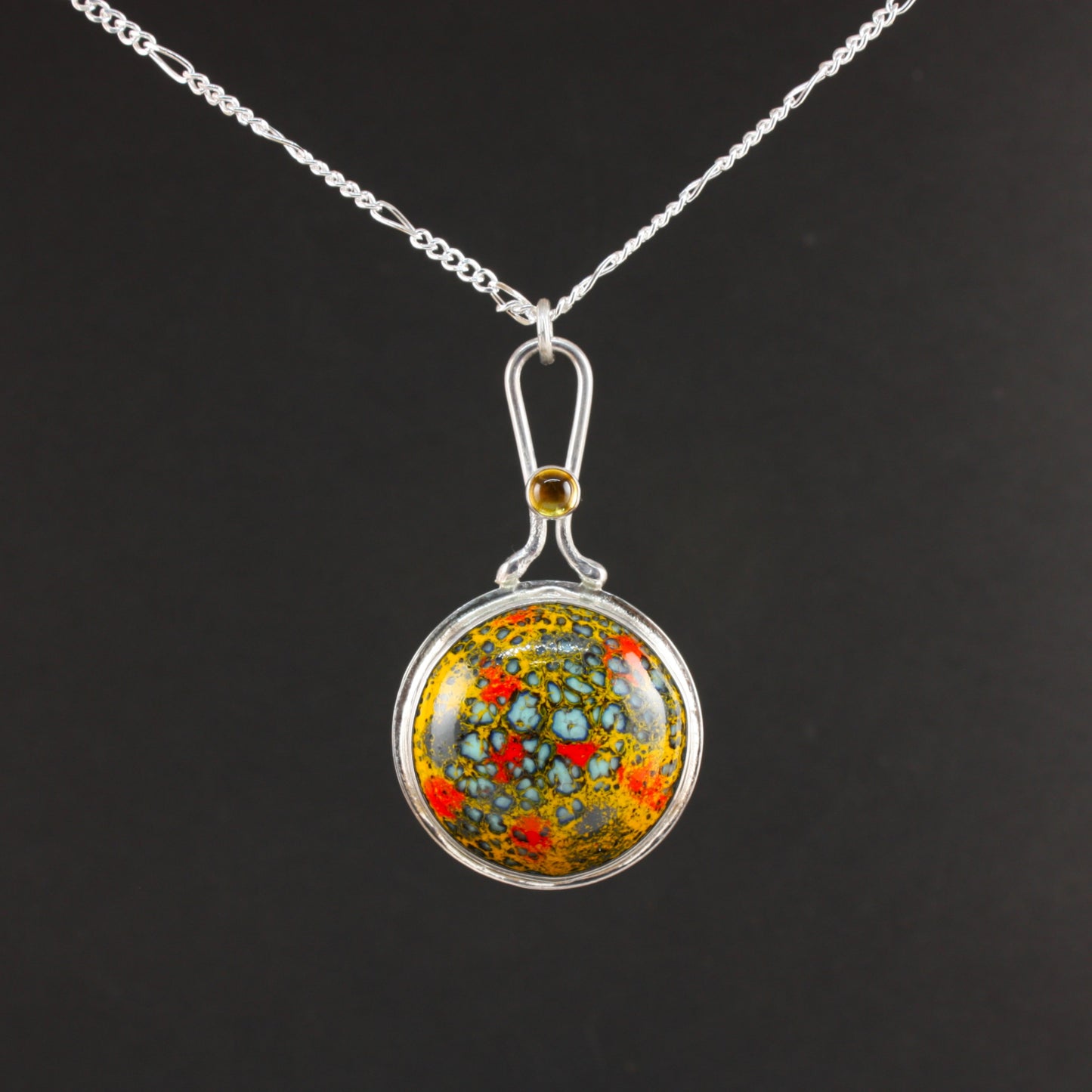enamel pendant with citrine