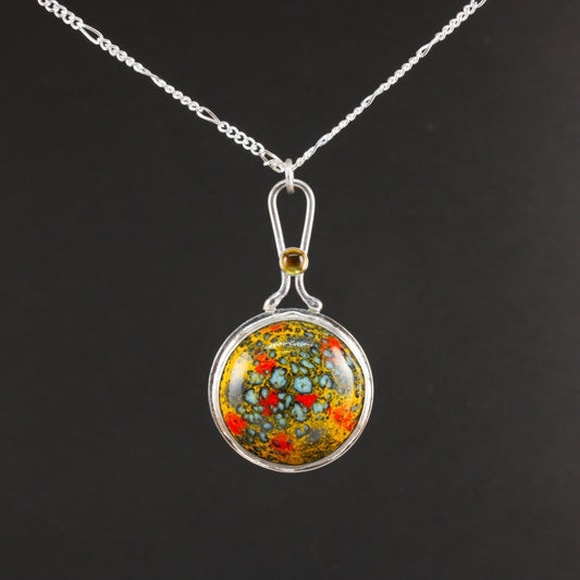 enamel pendant with citrine