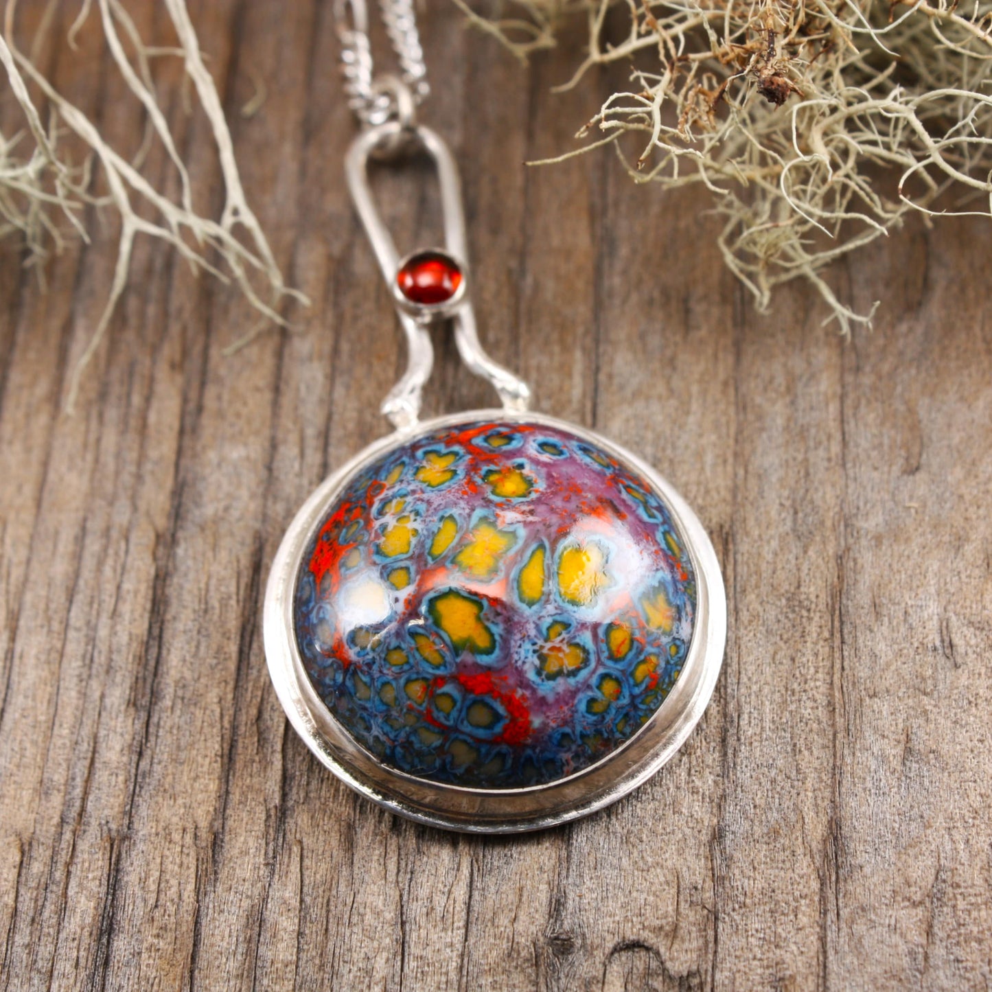 enamel pendant with garnet...