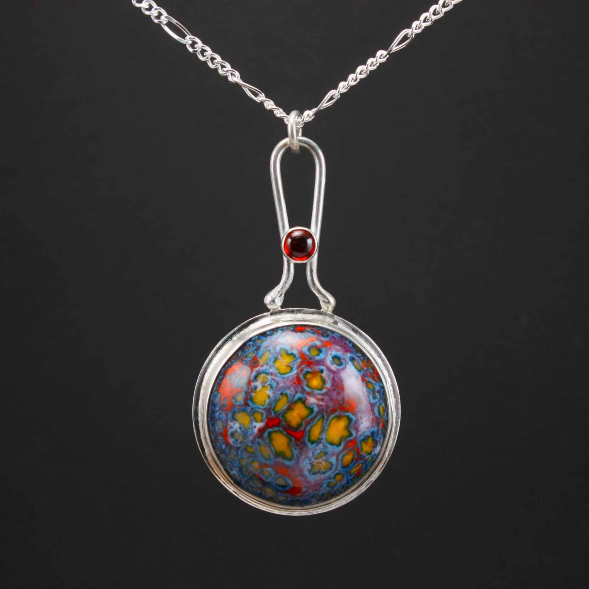 enamel pendant with garnet