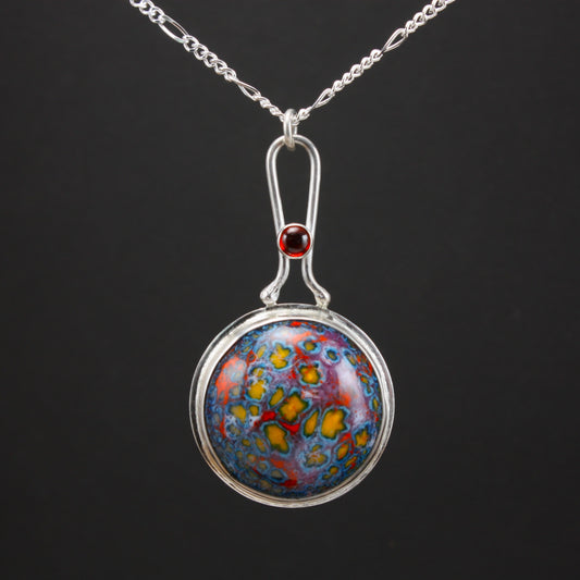 enamel pendant with garnet