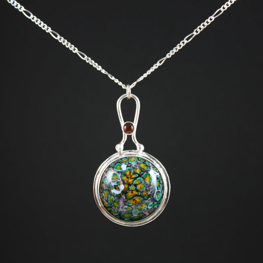 enamel pendant with pink tourmaline