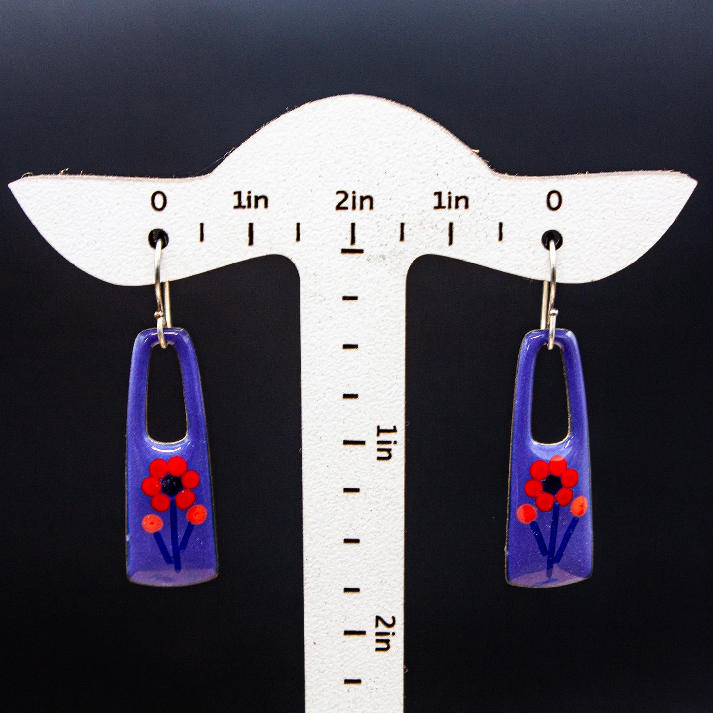 purple floral drop earrings..