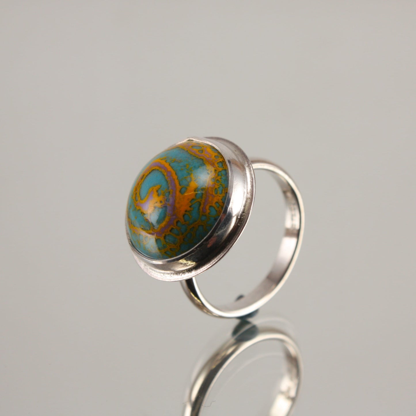 turquoise-and-yellow-round-enamel-ring