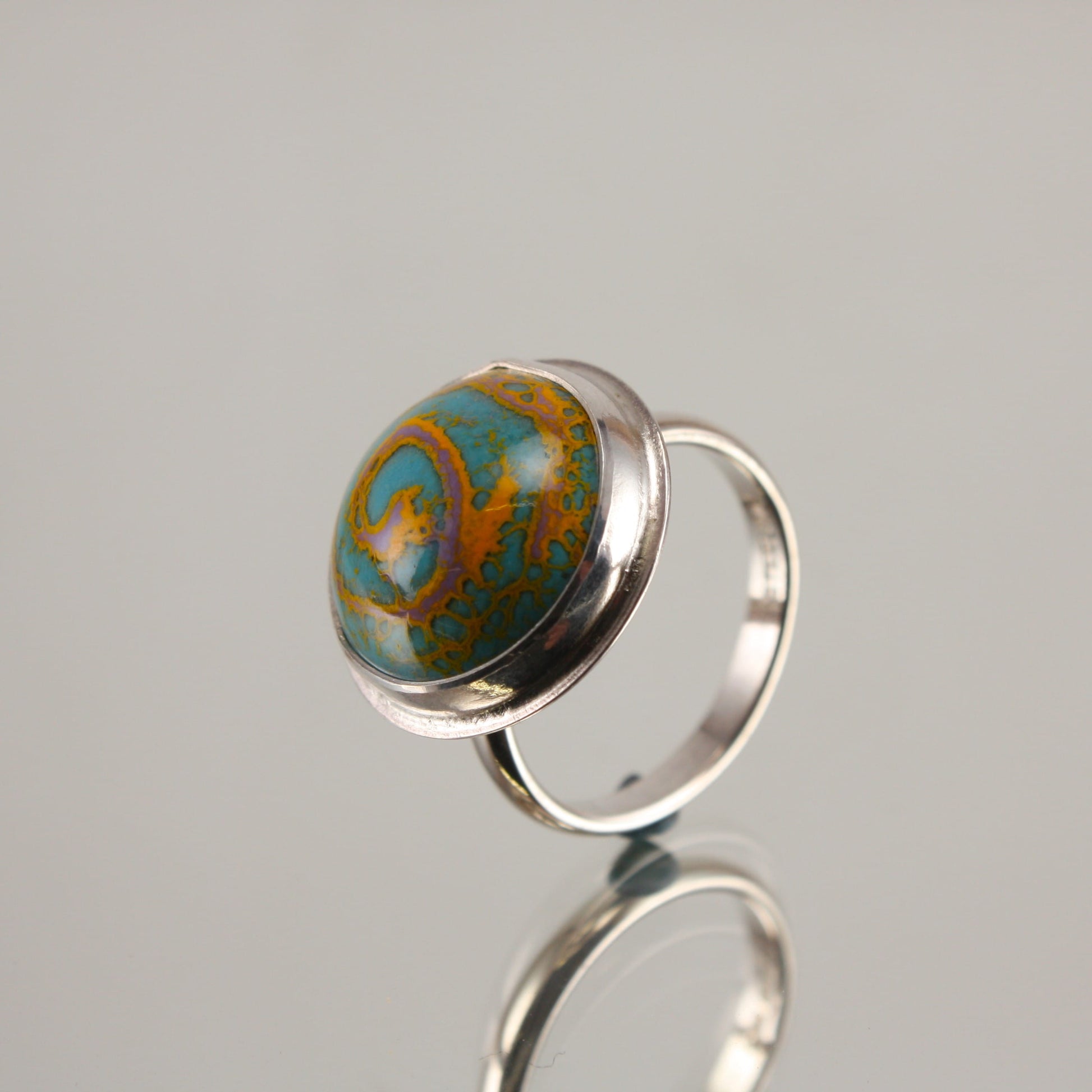 turquoise-and-yellow-round-enamel-ring