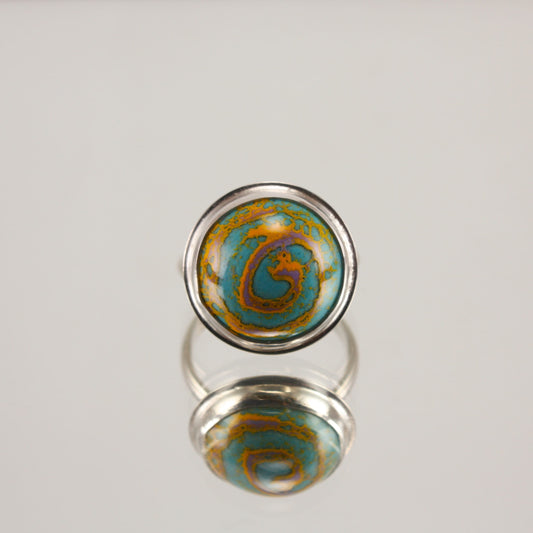 turquoise-and-yellow-round-enamel-ring
