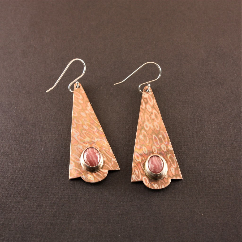 Mokume-pendulum-Earrings-with-Rhodochrosite
