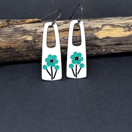 Teal-Flower-Drop-Earrings