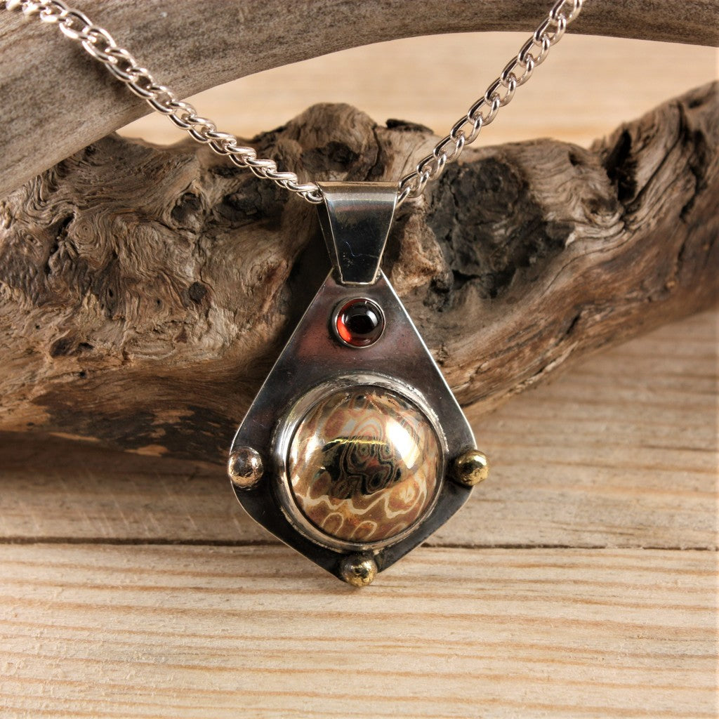 Tear-Drop-Mokume-Pendant-With-14k-Garnet