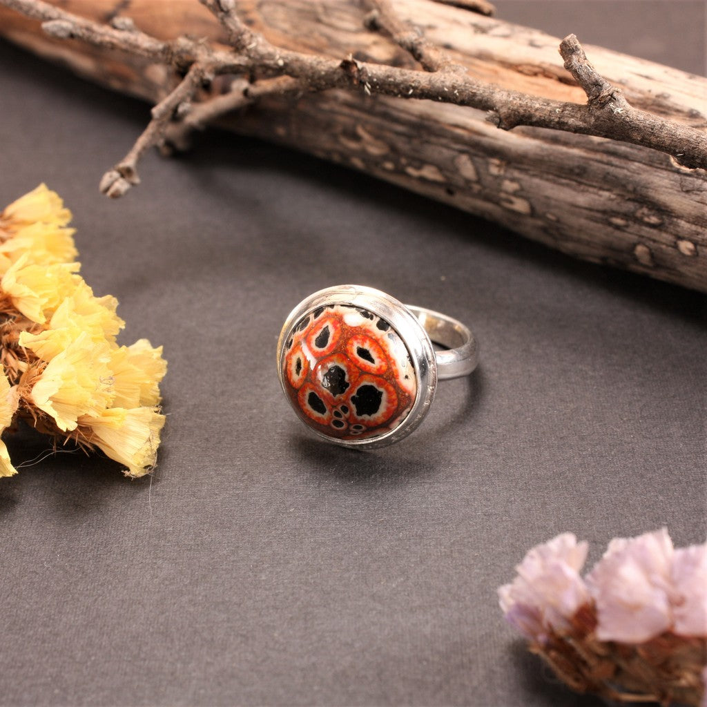 Black-Orange-Round-Enamel-Ring