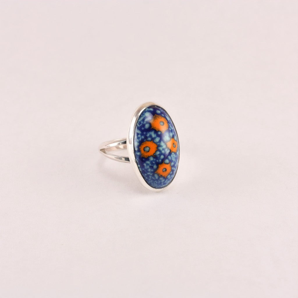 Blue-Orange-Oval-Enamel-Ring