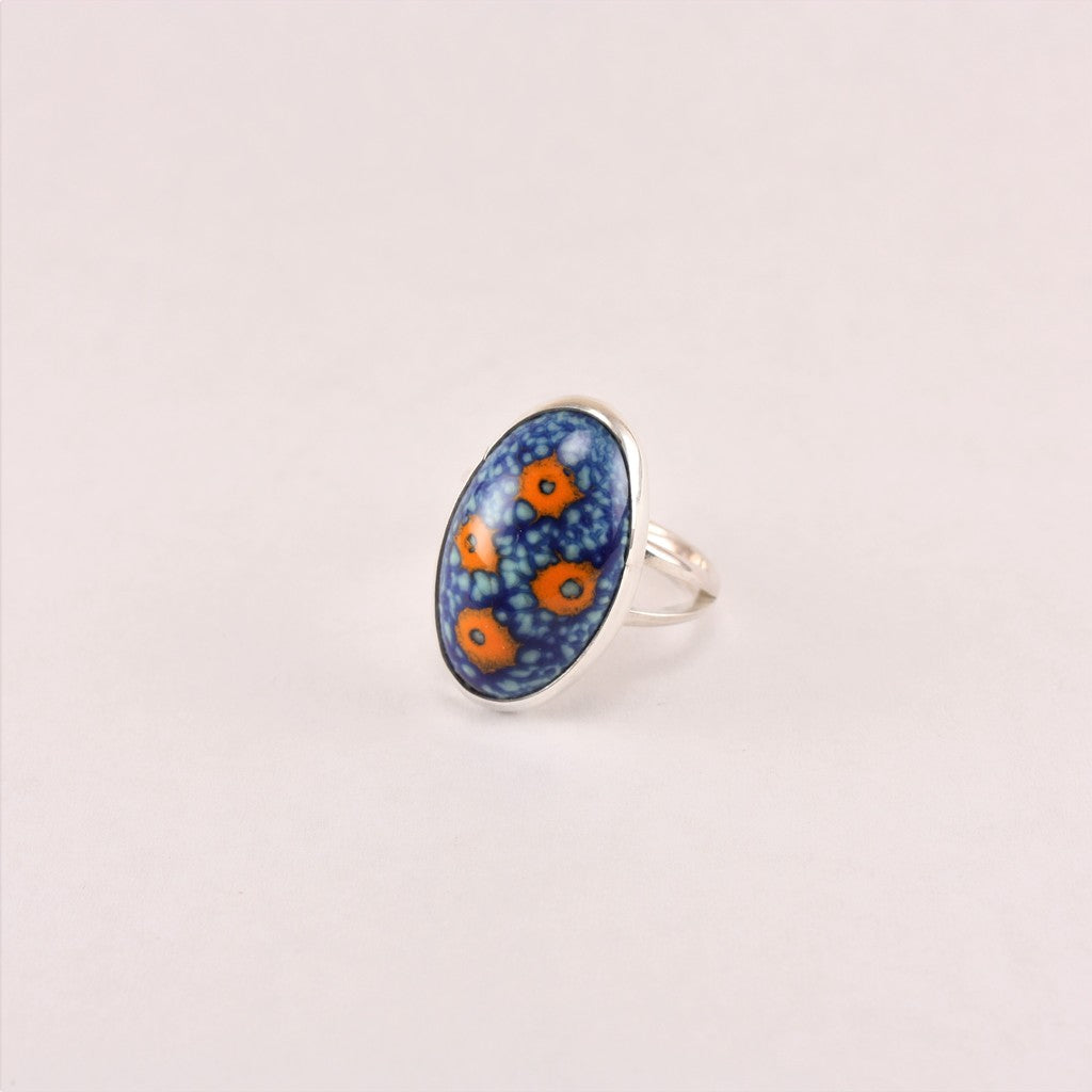 Blue-Orange-Oval-Enamel-Ring