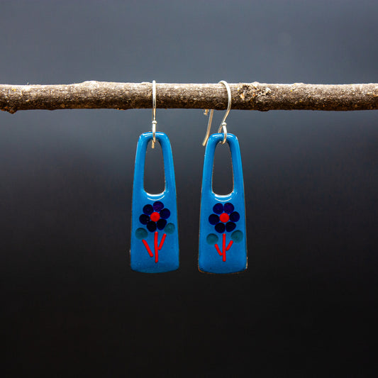 Blue floral drop earrings