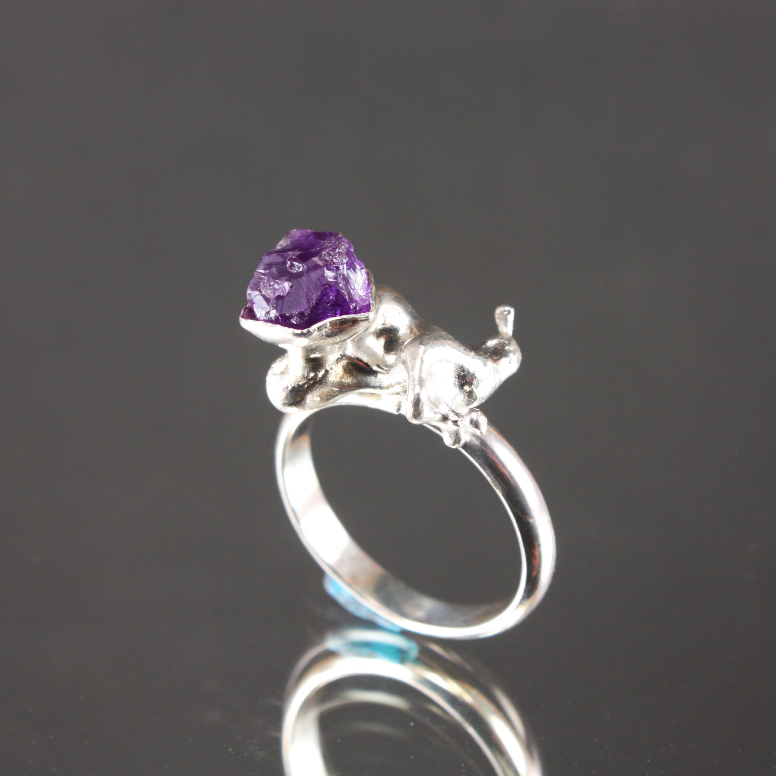 Color Cast Ring Water Cast Ring with Raw Amethyst – poonkinneyforge