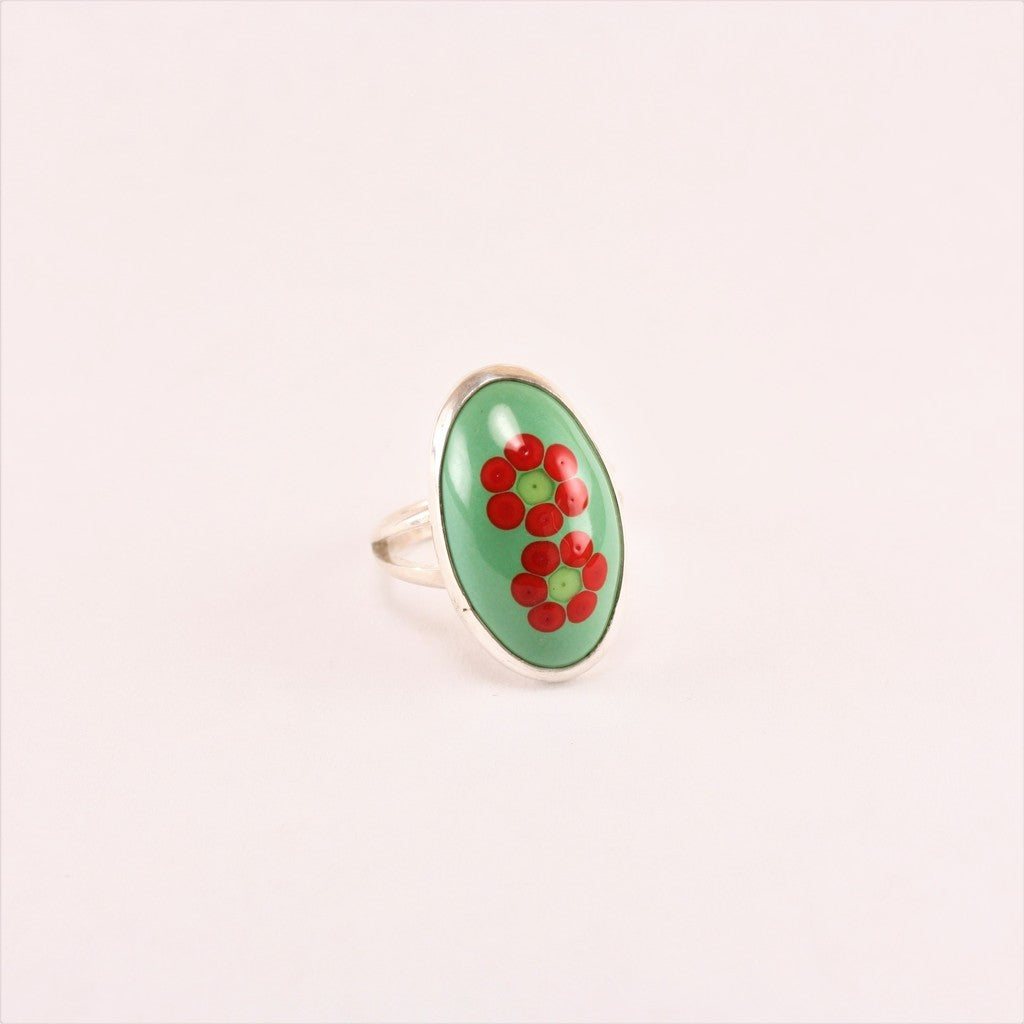 Green-flower-Oval-Ring